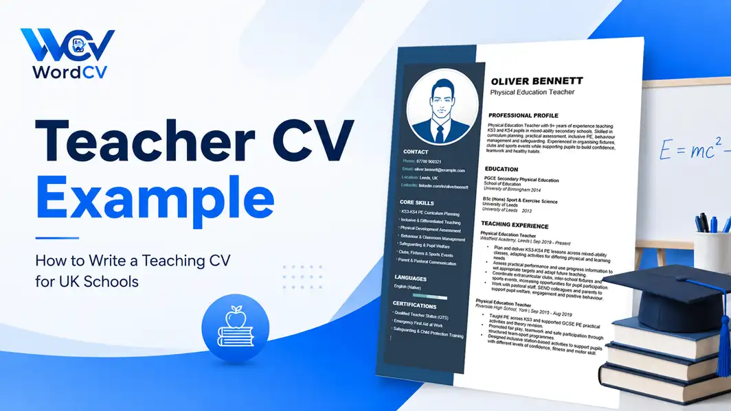 Teacher CV example for UK schools with a Physical Education Teacher CV