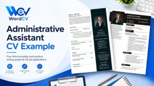 Administrative Assistant CV example for UK job applications with junior and senior admin CV templates