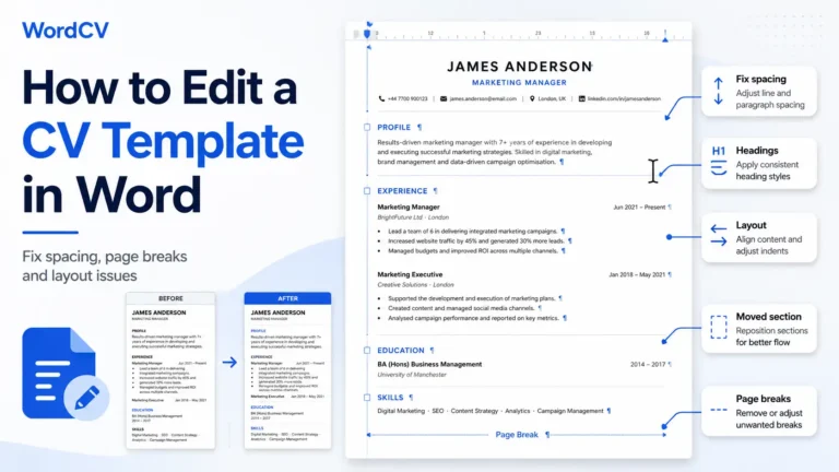 Editing a CV template in Microsoft Word without breaking the layout