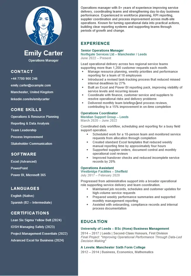 Professional CV template for Word with a two-column editable layout