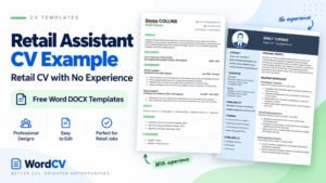 Retail Assistant CV example and retail CV with no experience using free editable Word templates